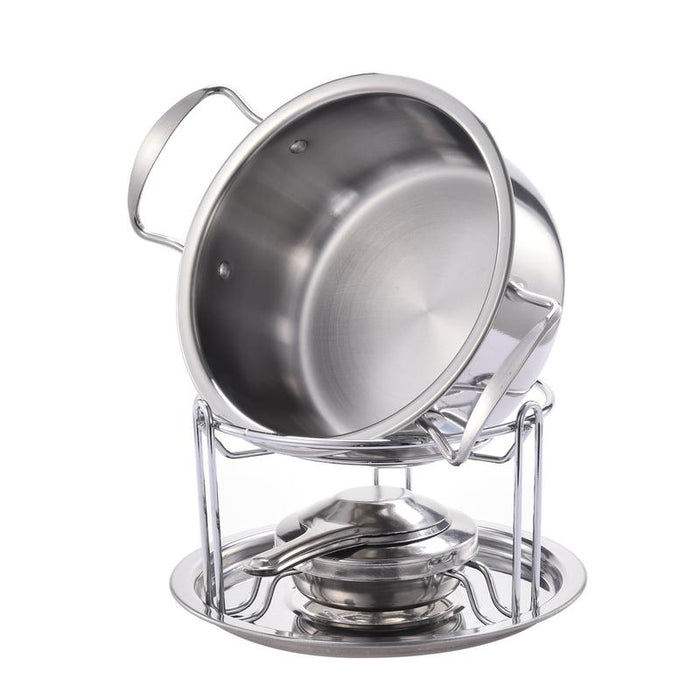 Stainless Steel Chocolate Melting Pot Cheese Fondue Set with 6 Forks