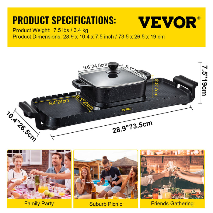 Vevor 2in1 Electric Grill Pan Grill Hot Pot 2400w Multifunction House