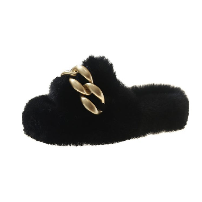 Thick-soled wool slippers for women to wear outdoors