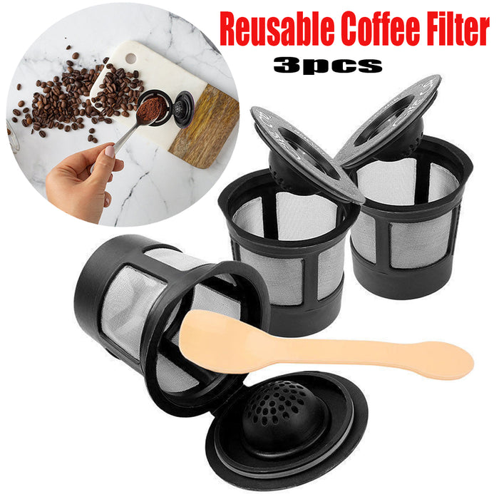 3 wiederverwendbare Kaffeefilterkapseln mit Löffel